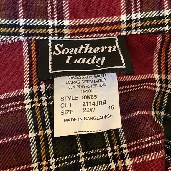 Southern lady women’s shirt 22w jacket shacket plaid Vintage red button up - Picture 5 of 7